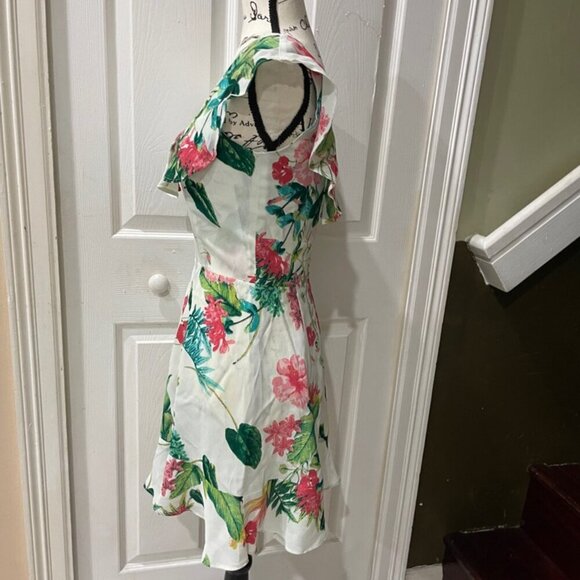 REFORMATION DRESS PERLA RUFFLE SCOOP NECK TROPICAL FLORAL SZ 4 AESTHETIC CHIC - Picture 13 of 16